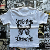 Bxoxo Y2K American retro punk gothic aesthetic White O-neck croped top hot girls sexy slim Harajuku  Casual hip hop baby short sleeves